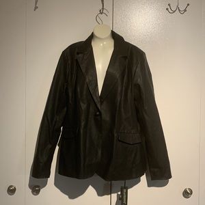 NWOT Blank NYC Black Faux Leather Blazer Size L